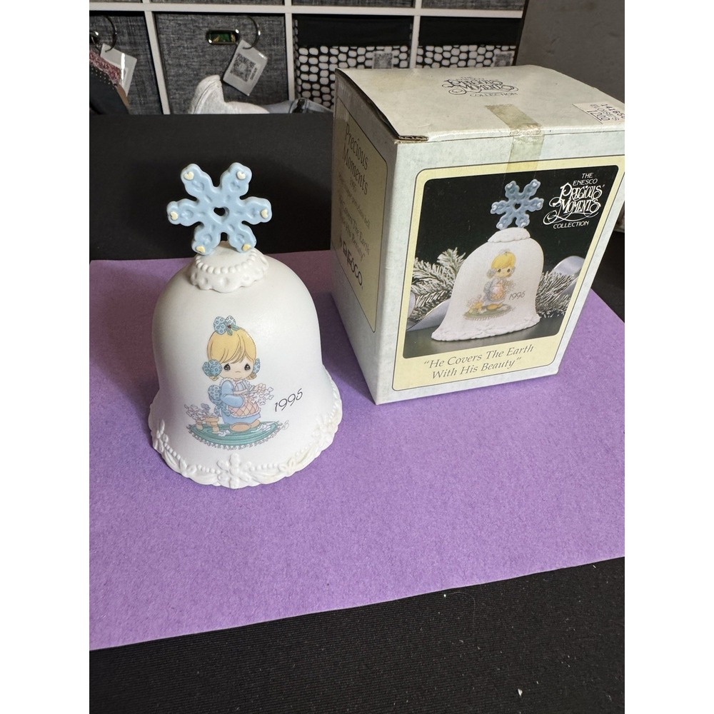 Precious Moments Bell "He Covers The Earth With His Beauty" 1995 Friendship Box